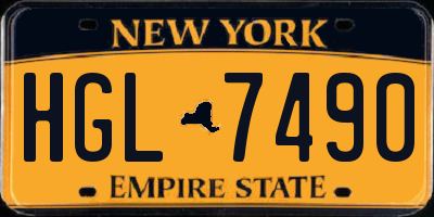 NY license plate HGL7490