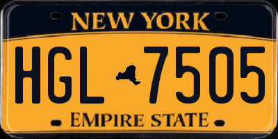 NY license plate HGL7505