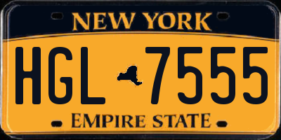 NY license plate HGL7555