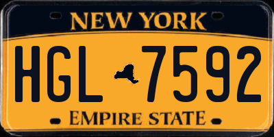 NY license plate HGL7592