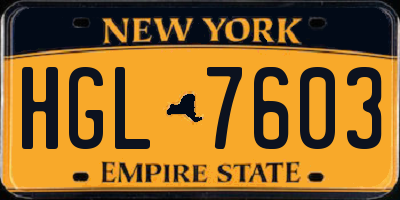 NY license plate HGL7603
