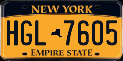 NY license plate HGL7605