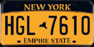 NY license plate HGL7610