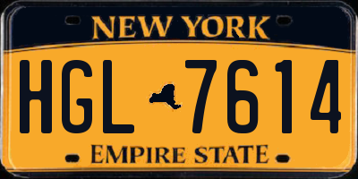 NY license plate HGL7614