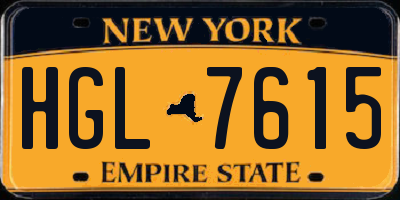 NY license plate HGL7615