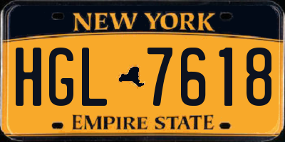 NY license plate HGL7618