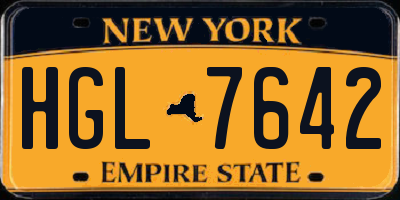 NY license plate HGL7642