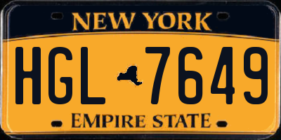 NY license plate HGL7649