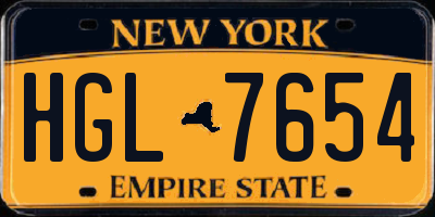 NY license plate HGL7654