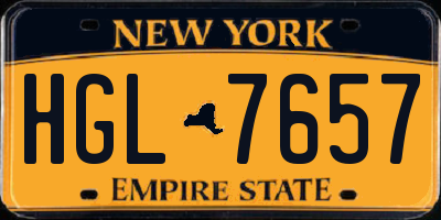 NY license plate HGL7657