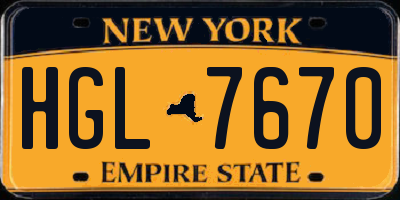 NY license plate HGL7670