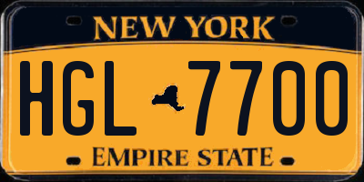 NY license plate HGL7700