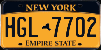 NY license plate HGL7702