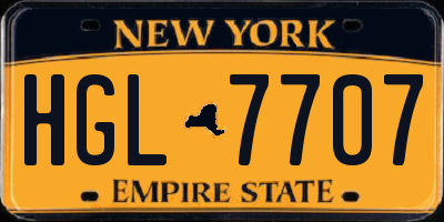 NY license plate HGL7707