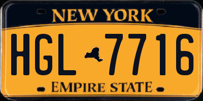 NY license plate HGL7716