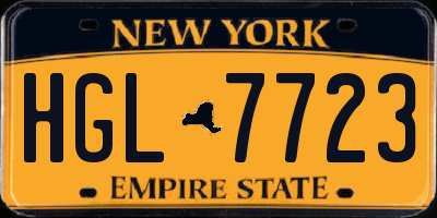 NY license plate HGL7723