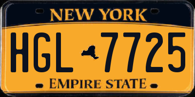 NY license plate HGL7725