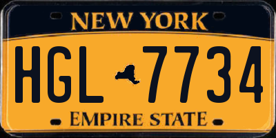 NY license plate HGL7734