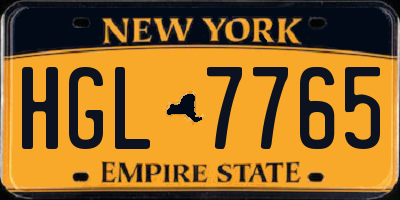 NY license plate HGL7765