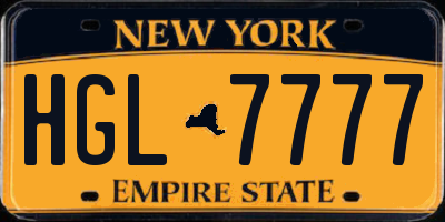 NY license plate HGL7777