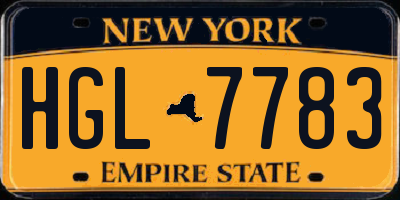 NY license plate HGL7783