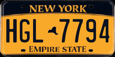 NY license plate HGL7794