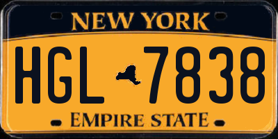 NY license plate HGL7838