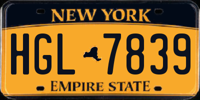 NY license plate HGL7839