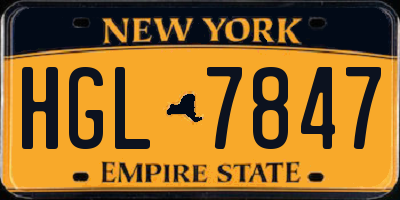 NY license plate HGL7847