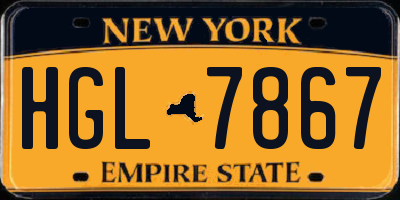 NY license plate HGL7867