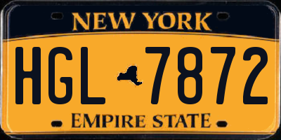NY license plate HGL7872