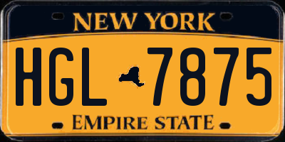 NY license plate HGL7875