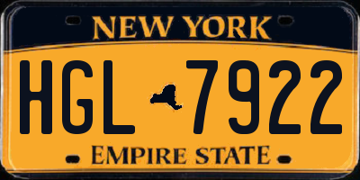 NY license plate HGL7922