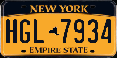 NY license plate HGL7934