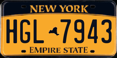 NY license plate HGL7943