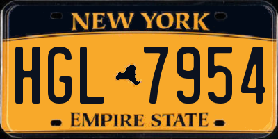 NY license plate HGL7954