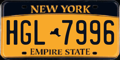 NY license plate HGL7996
