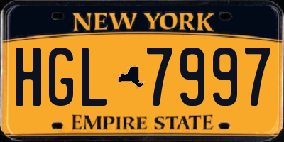 NY license plate HGL7997