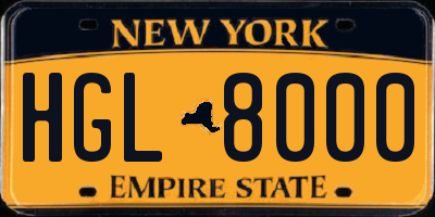 NY license plate HGL8000