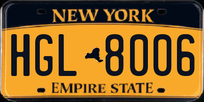 NY license plate HGL8006