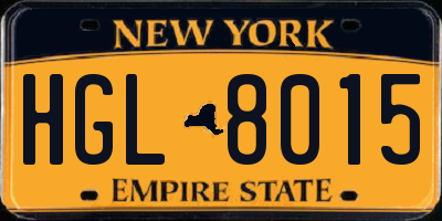 NY license plate HGL8015