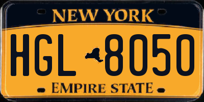 NY license plate HGL8050