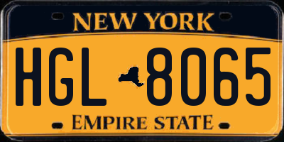 NY license plate HGL8065