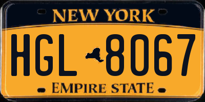 NY license plate HGL8067