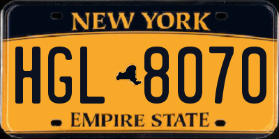 NY license plate HGL8070