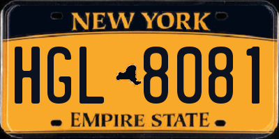NY license plate HGL8081