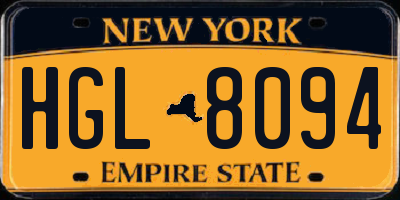 NY license plate HGL8094
