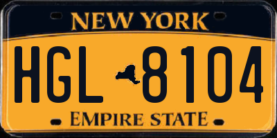 NY license plate HGL8104