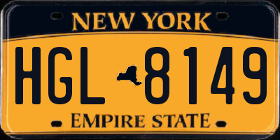 NY license plate HGL8149
