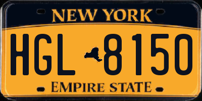 NY license plate HGL8150